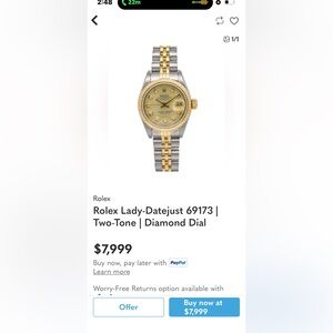 Two-Tone Diamond Dial Datejust Watch - Gold & Silver “ GREAT QUALITY